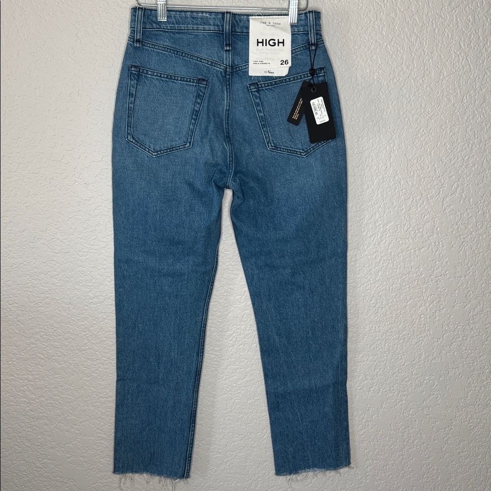 NWT Rag & Bone Nina High Rise Ankle Cigarette Poppy Medium Wash Jeans 26 Button - Picture 6 of 6